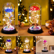 Eternal Rose LED Light Foil Flower In Glass Cover Night Lights