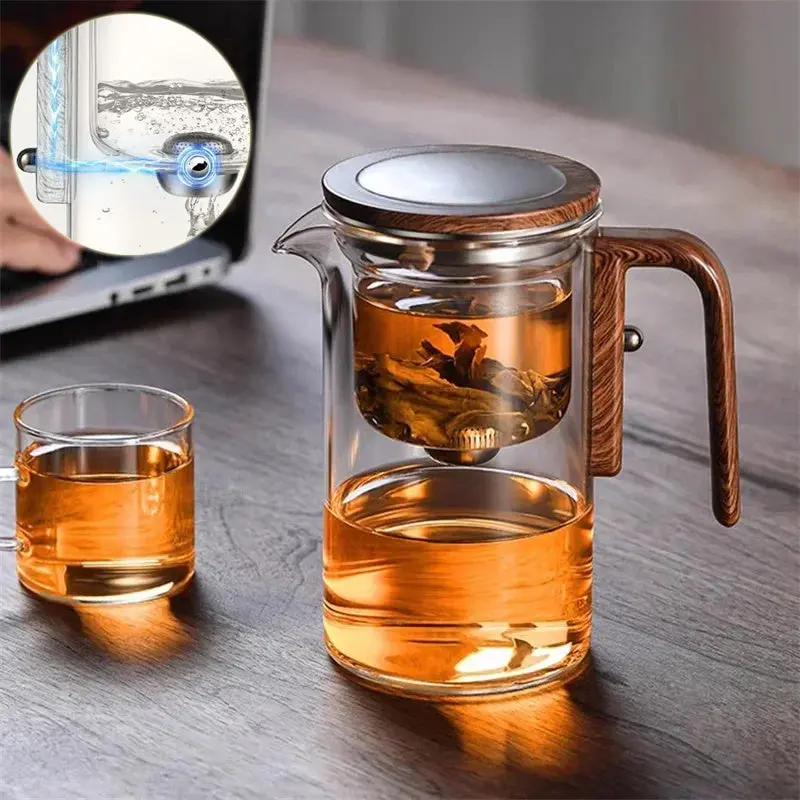 Magnetic Tea Separation Teapot – One-Click Glass Travel Teapot with Inner Filter & Water Separation Design